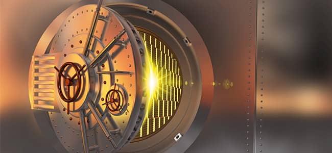 Precious metals depository vault filled with gold bars for Self-Directed IRA Eligible Precious Metals